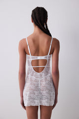 Deep Decollete Stoned Off White Nightgown