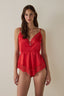 Red Satin Teddy