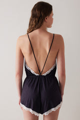 Dot Teddy Black Bodysuit