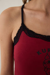 Claret Red Removable Padded Crop Athlete