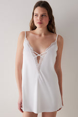 Satin White Strappy Babydoll