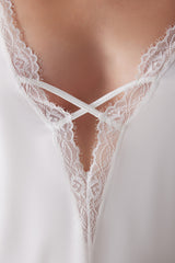 Satin White Strappy Babydoll