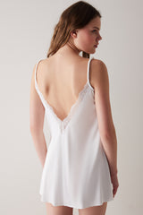 Satin White Strappy Babydoll