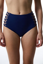 Navy Blue High Fashion High Waist Bikini Bottom