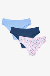 Daisy Floral Pattern Regular Waist 3-Pack Hipster Panties