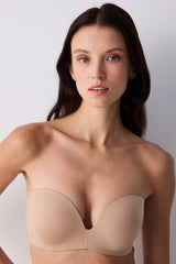 Push Up Wireless Strapless Beige Bra