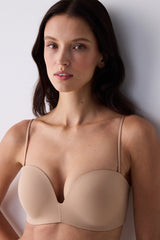 Push Up Wireless Strapless Beige Bra