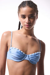 Seashell Beaded Blue Underwire Bikini Top - Gamze Erçel Collection