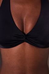 Triangle Twist Black Bikini Top