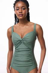 Khaki Pleated Swimsuit