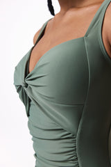 Khaki Pleated Swimsuit