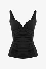 Black Gathered Bikini Top