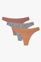 Leopard Print Low Waist 3-Pack Thong Panties