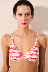 Marine Fish Underwire Textured Multi Color Bikini Top