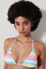 Nia Striped Triangle Bikini Top