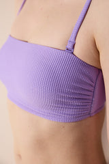 Perla Strapless Textured Purple Bikini Top