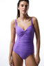 Purple Shirred Corset Swimsuit