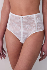 Stone Detailed Highrise Off White Thong