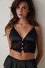 Black Satin Lace Camisole