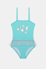 Girl's Starfish Light Blue Swimsuit