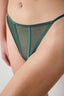 Dark Green Thong Panties with Mesh Detail
