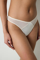 Satin Cream Thong Panties