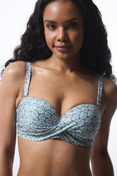 Green Geometric Patterned Balconette Bikini Top