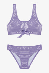 Lilac Girls Shiny Halter Neck Bikini Set