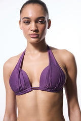 Purple Flora Cup Push Up Bikini Top