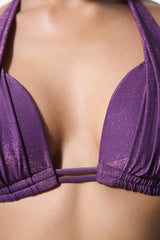 Purple Flora Cup Push Up Bikini Top