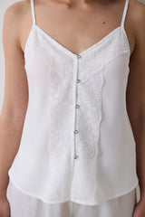 Bridal Delicate Satin Off White Tank