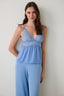 Blue Luna Lace V-Neck Satin Pajama Top
