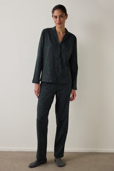 Black Dark Leopard Cotton Shirt Pants Pajama Set