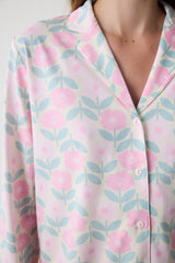 Floral Shirt Collar Long Sleeve Pajama Set
