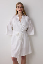 Bridal Delicate Satin Off White Dressing Gown