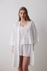 Bridal Delicate Satin Off White Dressing Gown