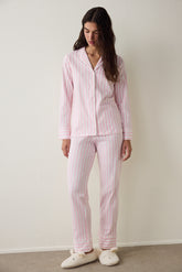 Light Pink Cotton Long Sleeve Shirt Pajama Set