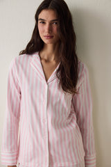 Light Pink Cotton Long Sleeve Shirt Pajama Set