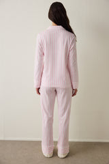 Light Pink Cotton Long Sleeve Shirt Pajama Set