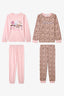 Pawfectly Girls Leopard Print Cotton 2-Piece Long-Sleeve Pajama Set