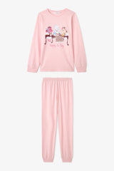 Pawfectly Girls Leopard Print Cotton 2-Piece Long-Sleeve Pajama Set