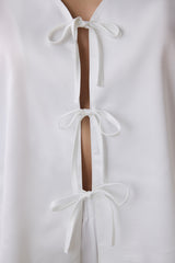 Bridal Satin Shirt Pants Off White Pajama Set