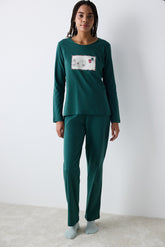 Postcard Dark Green Pants Pajama Set