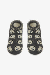 Dark Gray Bear Patterned House Slippers