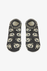 Dark Gray Bear Patterned House Slippers