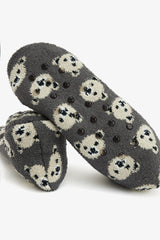 Dark Gray Bear Patterned House Slippers