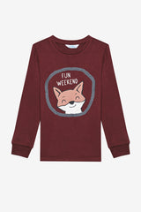 Boy Fun Fox Antique Green Thermal Pajama Set