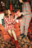Red Good Mood Plaid Long-Sleeve Button-Down Cotton Shirt Nightgown