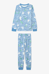 Light Blue Boys Pajama Set with Mountain Monster Design