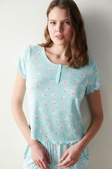 تي شيرت بيجاما قصير بلون النعناع الأخضر من Cuteness